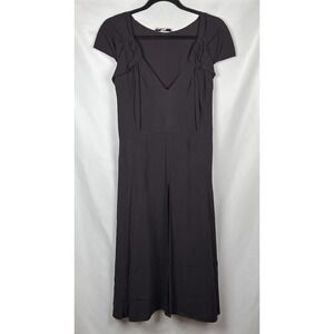 PRADA Archival 2007 Brown Knot V-Neck Midi Dress US 6-8 (IT 42) Sheath Old Money